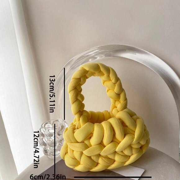 Yellow Preppy Women's Polyester Vacation Top Handle Crochet Bag - Picture 5 of 5